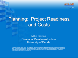 Planning: Project Readiness and Costs