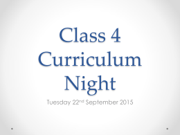 Class 4 Curriculum Night - Lothersdale Primary School