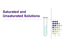 Saturated and Unsaturated Solutions