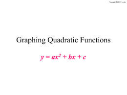 Graphing Quadratic Functions in Standard Form
