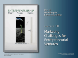 10. Marketing Challenges for Entrepreneurial Ventures.