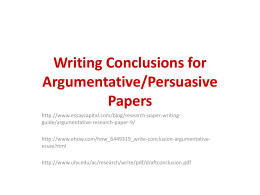 Writing Conclusions for Argumentative/Persuasive