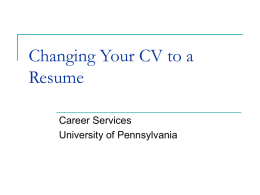 Resume Writing Workshop - University of Pennsylvania
