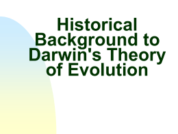 Historical Background to Darwin`s Theory of Evolution