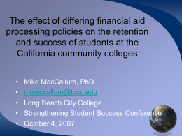 The effect of differing financial aid processing policies