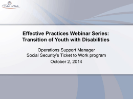 Effective Practices Webinar Series: Transition of