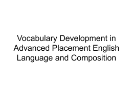 Vocabulary Development in Advanced Placement English