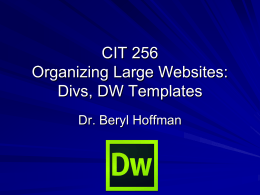 Website Organization and DW Templates