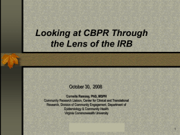 Through the Lens of the IRB - Virginia Commonwealth University