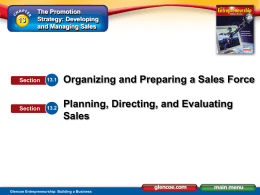 The Promotion Strategy: Developing and Managing Sales