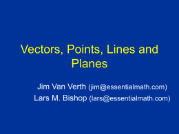 Vectors and Points, Lines and Planes