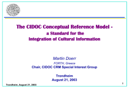 The CIDOC Conceptual Reference Model