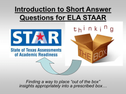 Introduction to Short Answer Questions for ELA