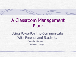 A Classroom Management Plan
