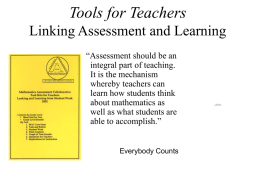 Tools for Teachers Linking Assessment and Learning