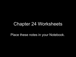 Chapter 24 Worksheets