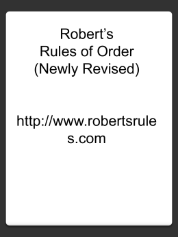 Roberts Rules Presentation(revision 01 30 2010)