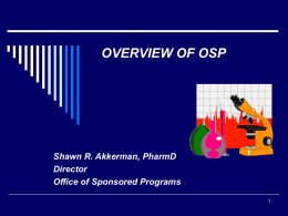 OSP Overview Contract Preparation, Review