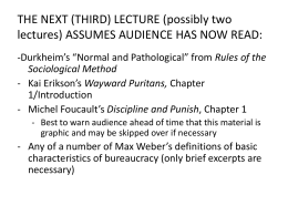THE NEXT (THIRD) LECTURE (possibly two