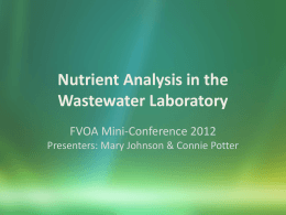 Nutrient Analysis in the Wastewater Laboratory