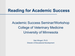 Reading for Academic Success - College of Veterinary Medicine