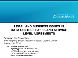 Data Center Leases and Service Level Agreements