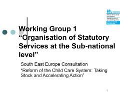 Working Group 1 “Organisation of Statutory Services at the Sub