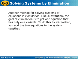 Solving Systems of Equations by Elimination Step 1