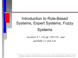 Introduction to Rule-Based Systems, Expert Systems, Fuzzy Systems