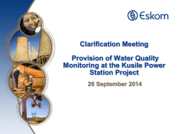 Clarification Meeting Provision of Water Quality Monitoring at the