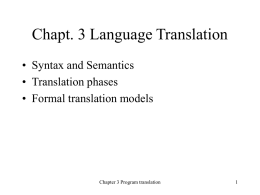 Syntax, Semantics and Translation