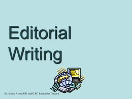 Editorial - School of Journalism