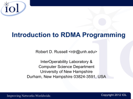 Introduction to RDMA Programming - Computer Science Department