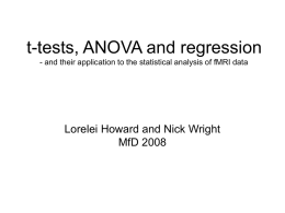 T-tests, ANOVA and Regression - and their application to the