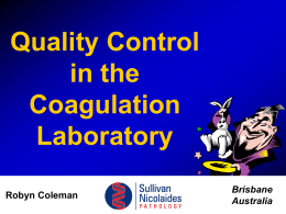 Quality Control in the Coagulation Laboratory Brisbane Australia