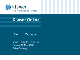 Kluwer Online Pricing Models