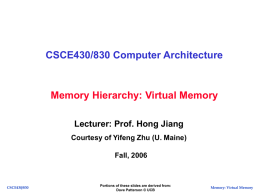 Memory Hierarchy – Virtual Memory