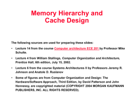 Lecture 15: Memory Hierarchy, Motivation, Definitions, Four