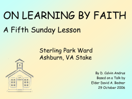 On Learning by Faith (29 October 2006) - PowerPoint