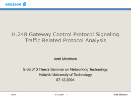 H.248 Gateway Control Protocol Signaling Traffic Related Protocol