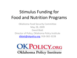 Stimulus Funding for Food and Nutrition Programs