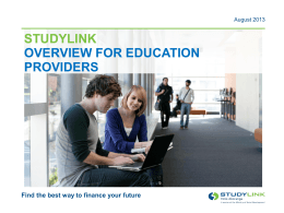 Overview of Studylink for education providers (Powerpoint 783KB)
