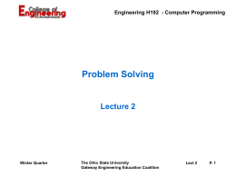 Introduction to Engineering Problem Solving