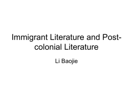 Immigrant Literature and Post