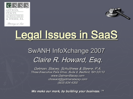 Legal Issues in SaaS SwANH InfoXchange 2007