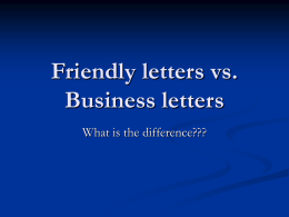 Friendly letters vs. Business letters