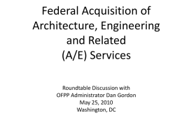 Federal Acquisition of Architecture, Engineering and Related