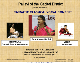 proudly presents a CARNATIC CLASSICAL VOCAL CONCERT