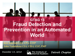 GTAG 13 – Detecting and Preventing Fraud in an