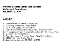 Oakland Schools Compliance Support Coffee with Compliance